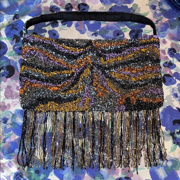Elegant Zara Beaded Fringe Evening Bag